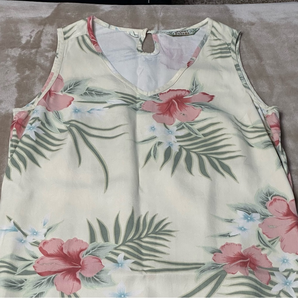Tommy Bahama 100% Silk Hawaiian Floral Sleeveless Maxi Yellow Dress Size Medium - Picture 2 of 10